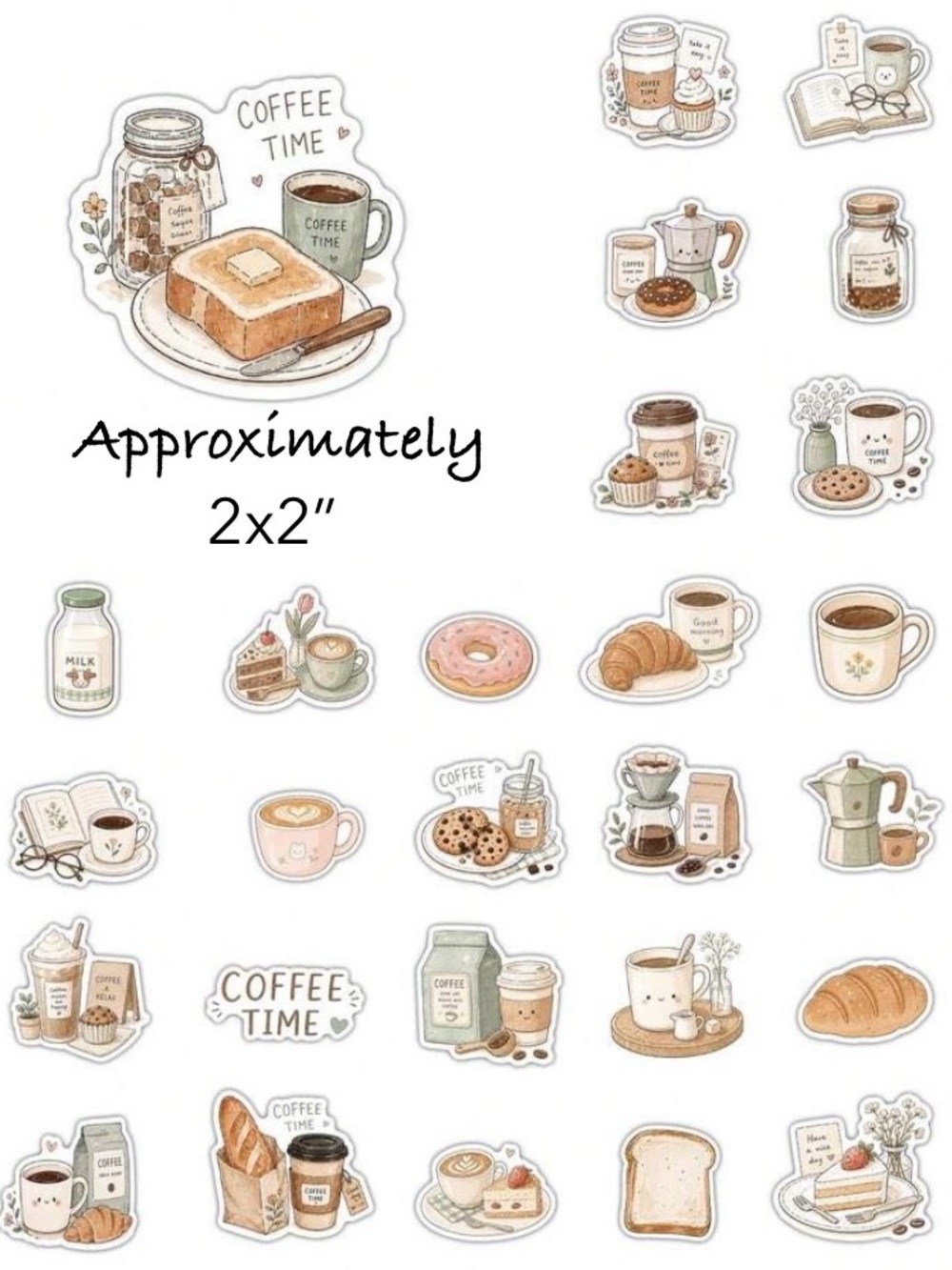 53 Piece Coffee & Breakfast Lover Vinyl Sticker Set - Picture 3 of 3